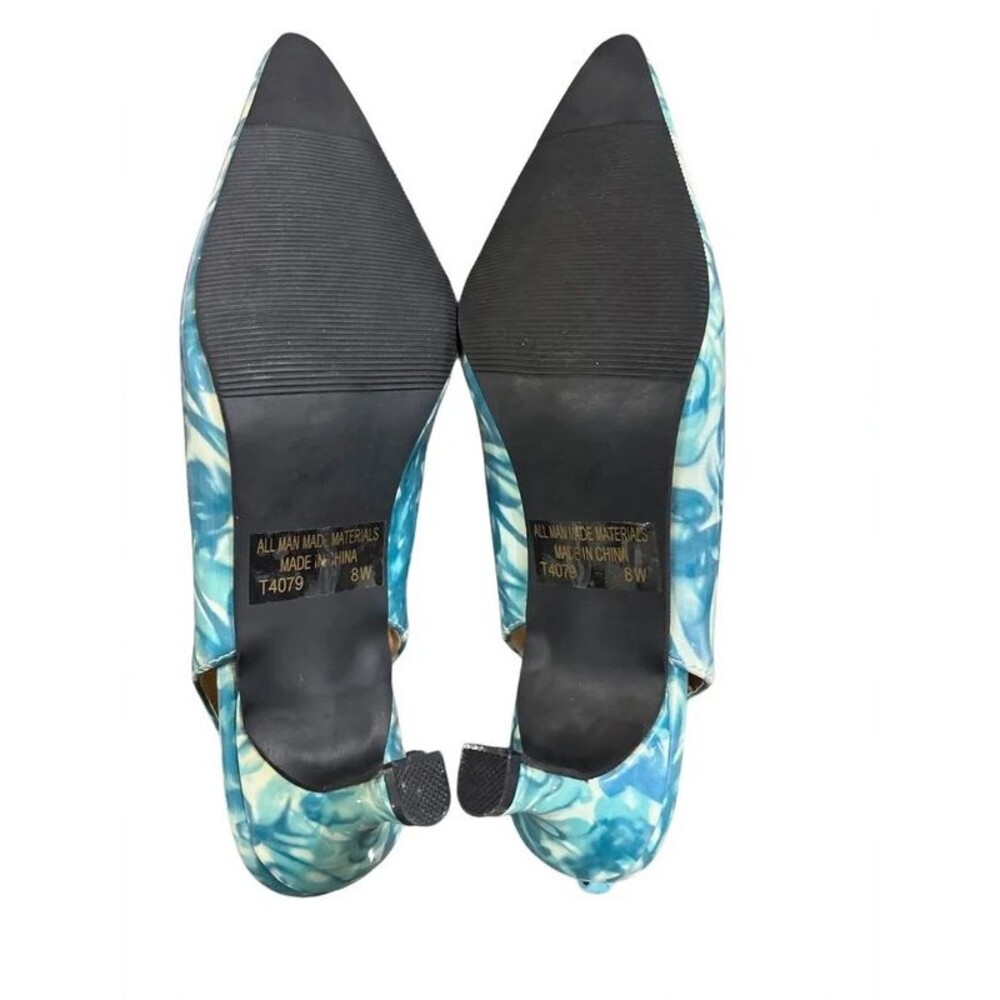 EX Boutique Blue Marbled Pointed Toe Kitten Heel - Womens 8W NWOT - Picture 4 of 7